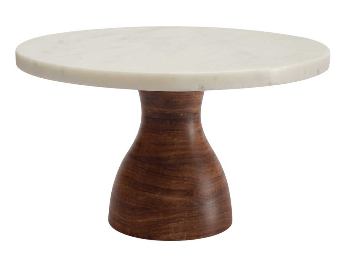 MARBLE & WOOD CAKE STAND (NATURAL)